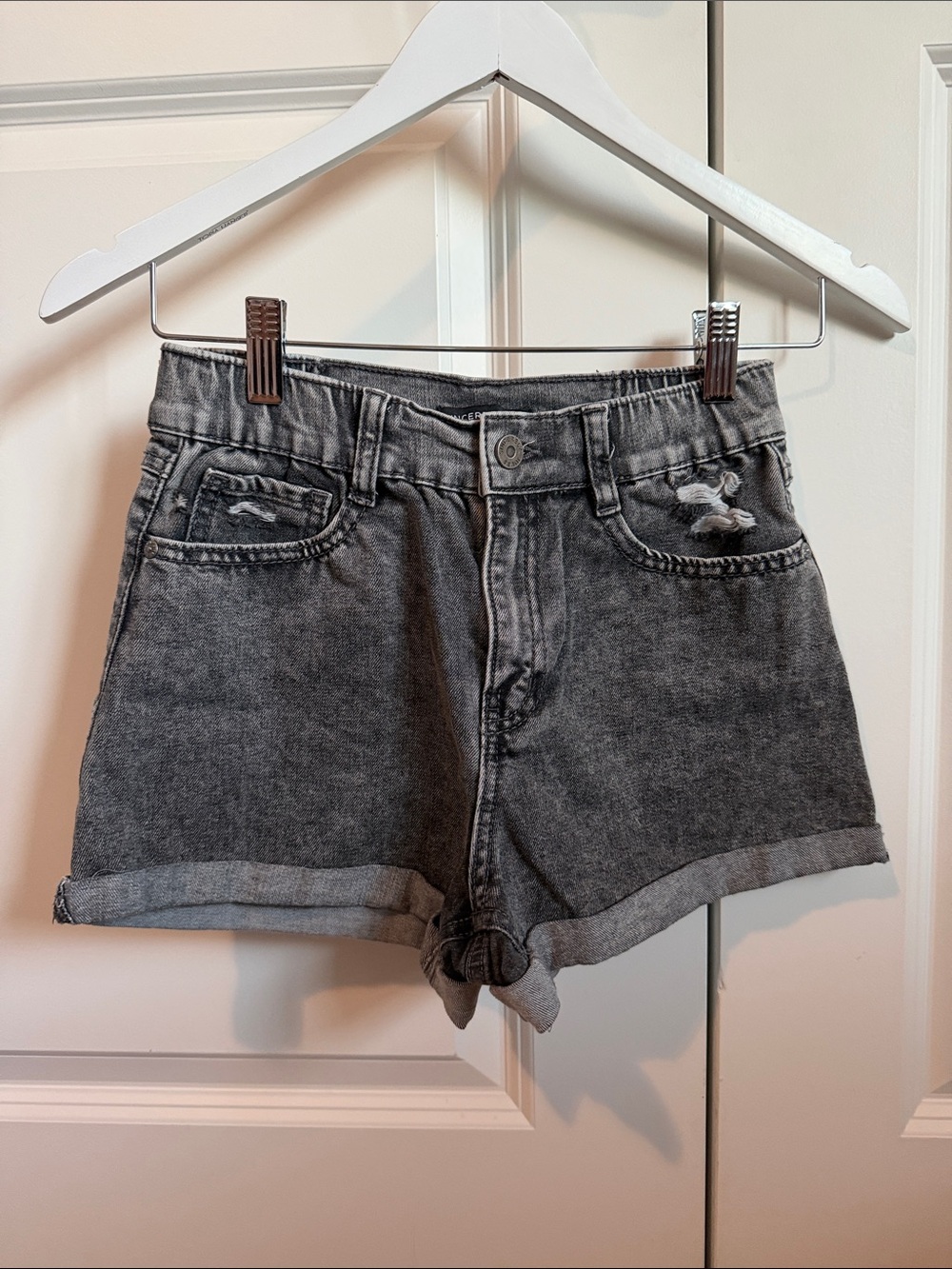 Women's Washed Black Denim Shorts